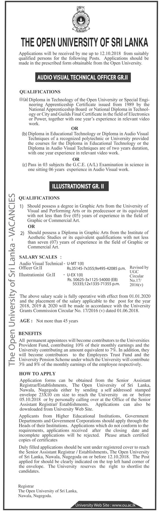 Audio Visual Technical Officer, Illustrationist - The Open University of Sri Lanka